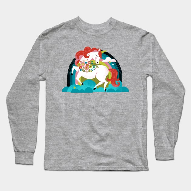 Hipster Unicorn Long Sleeve T-Shirt by Lucie Rice Illustration and Design, LLC